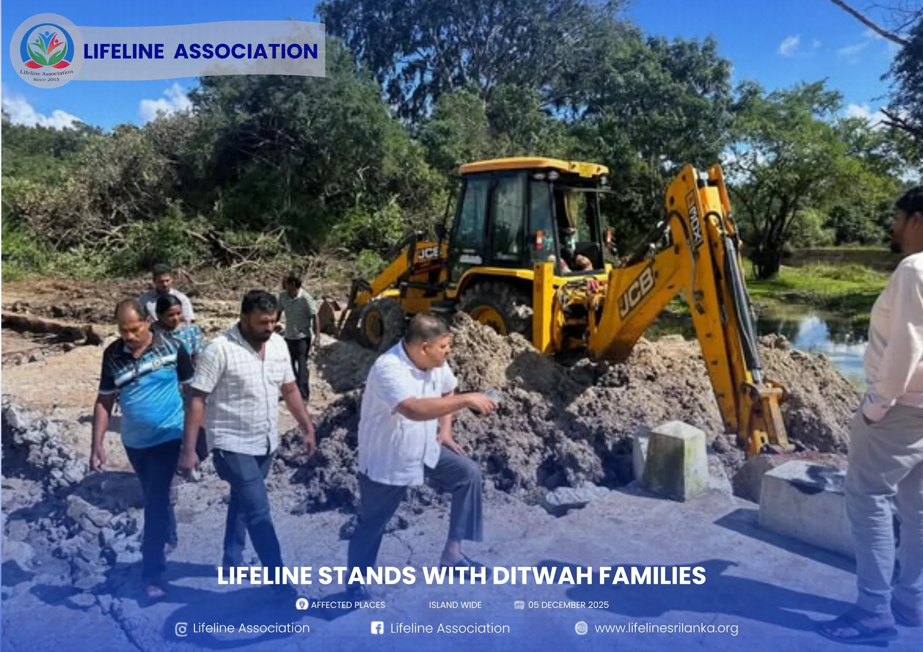 Representatives inspecting debris clearance in a cyclone-affected area
