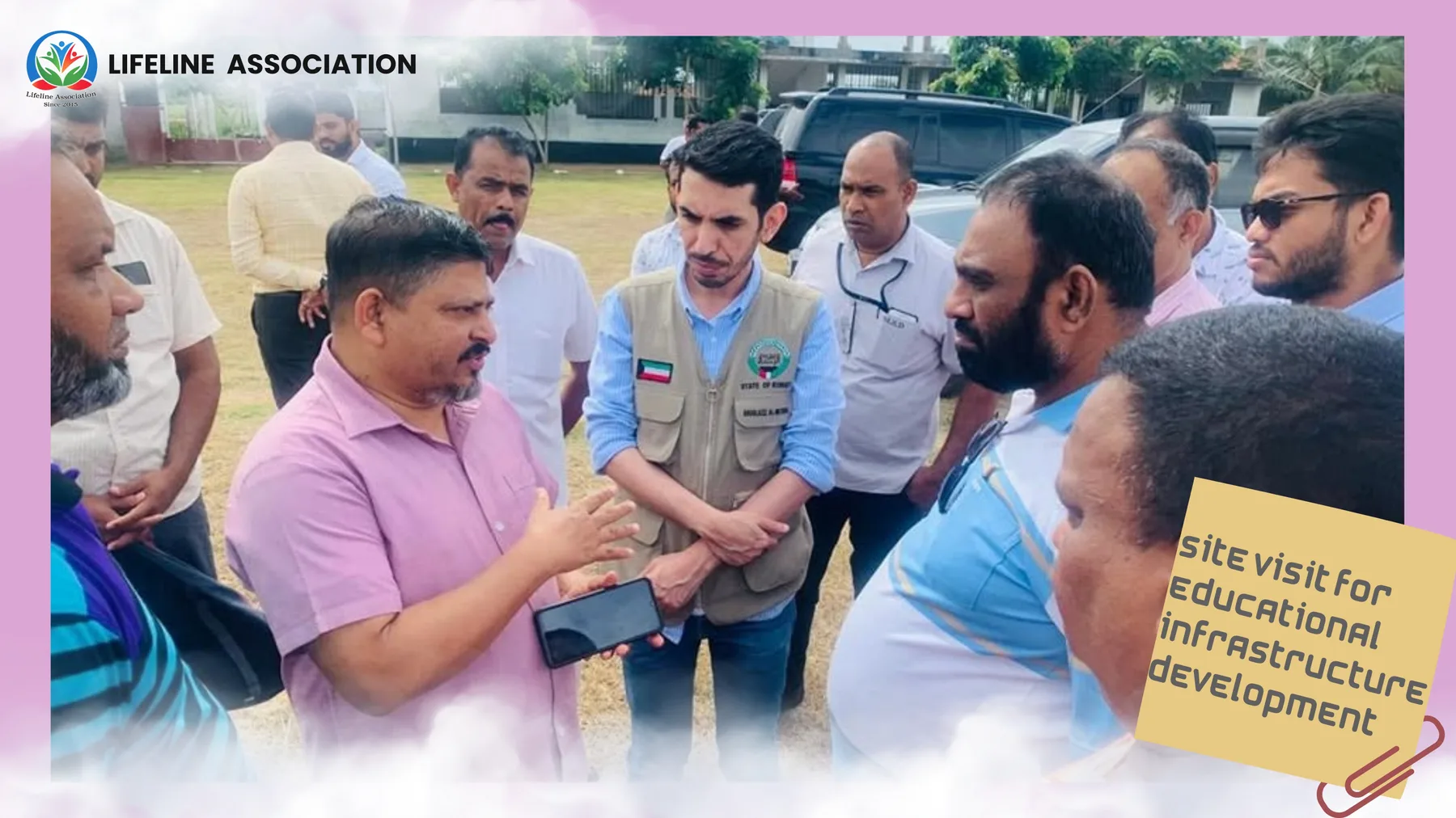 Representatives discussing local needs during the site assessment