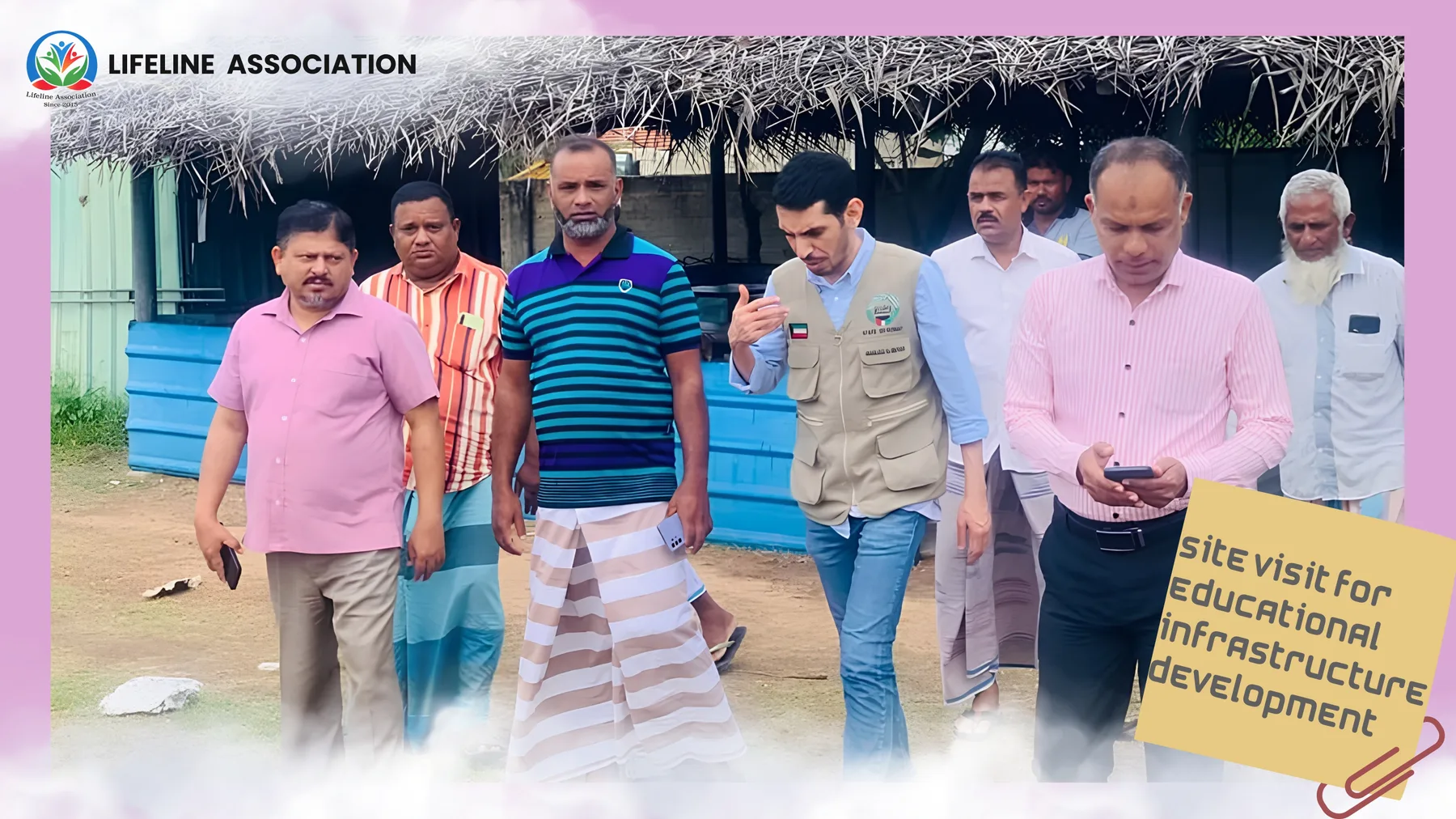 Representatives walking through the educational site