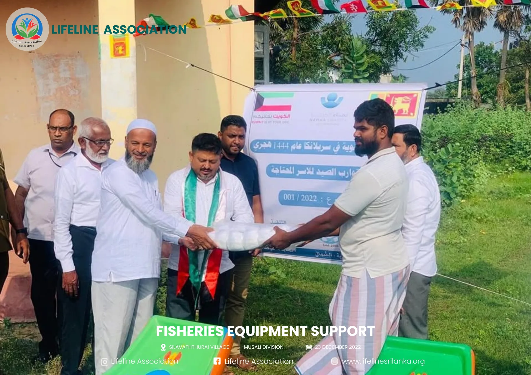 Fishing equipment being handed to a recipient during the community programme