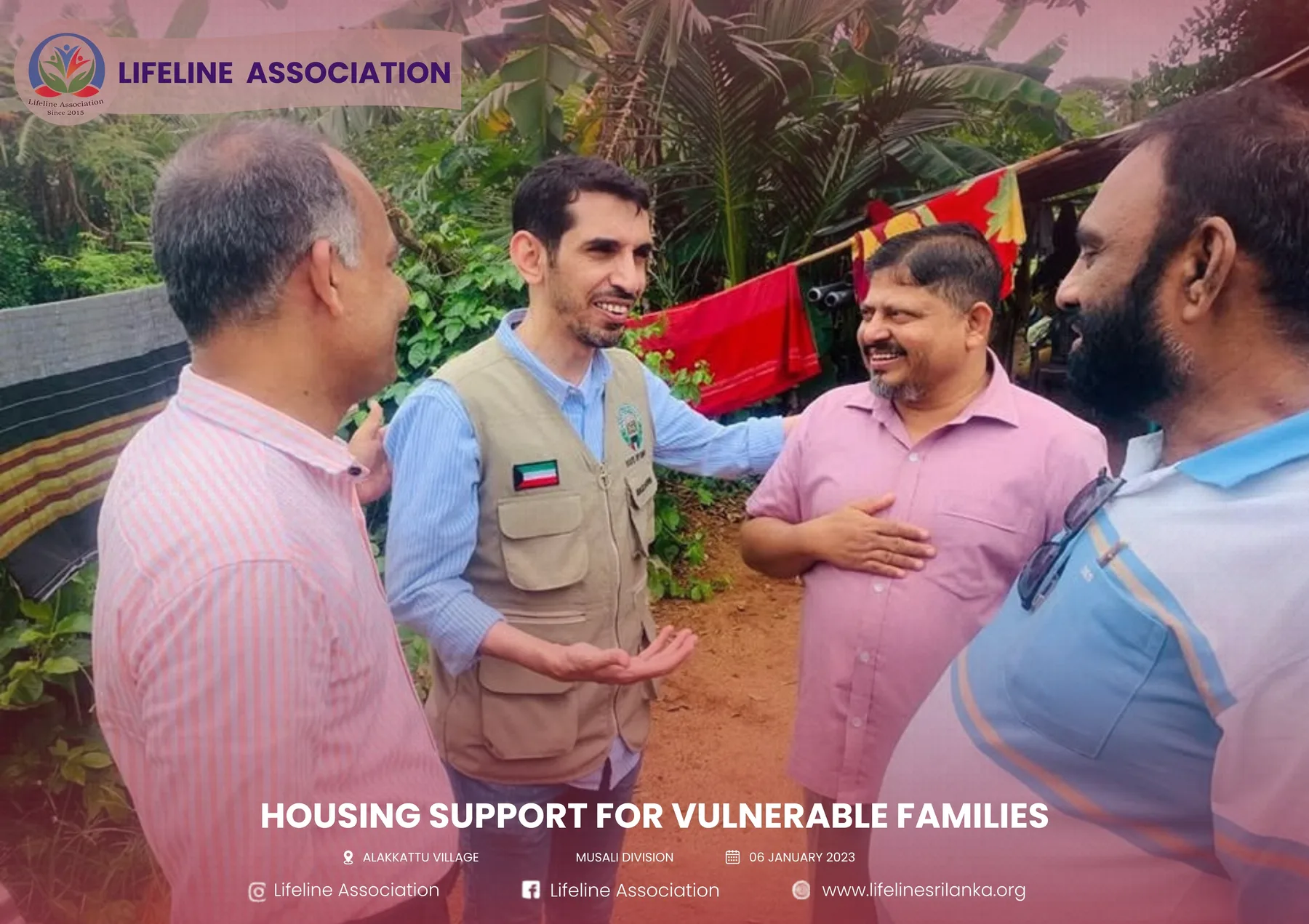 Project representatives meeting the family at the housing site