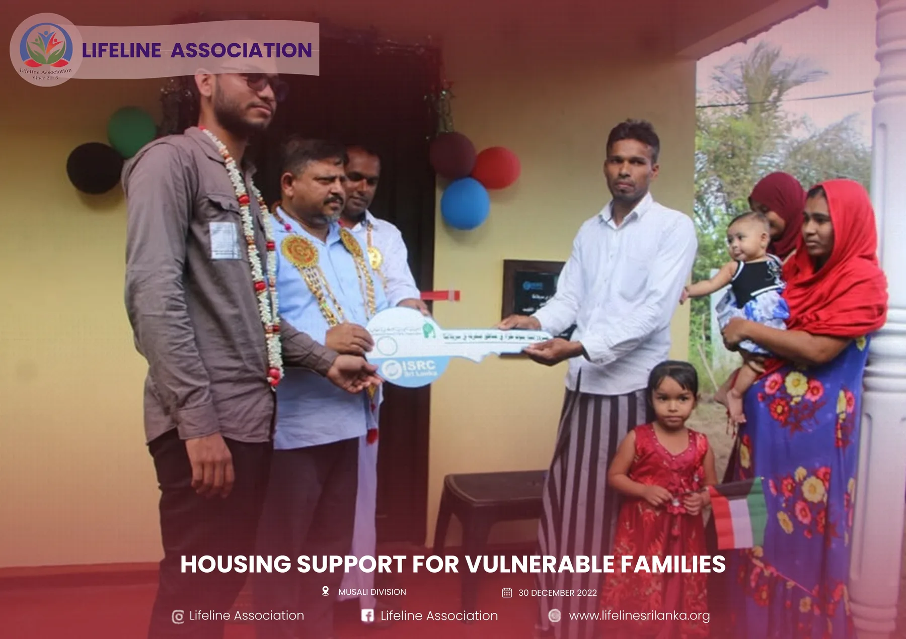 Housing support being presented to a family indoors