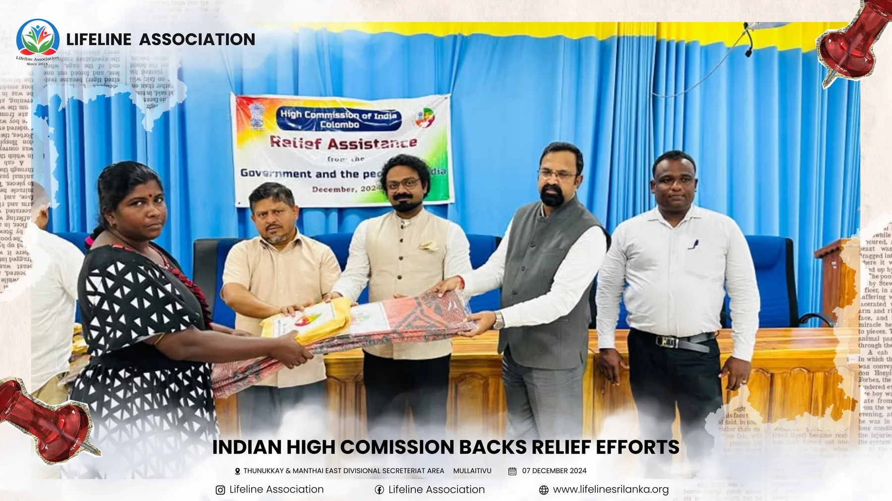 Relief supplies being handed to a recipient at the formal distribution