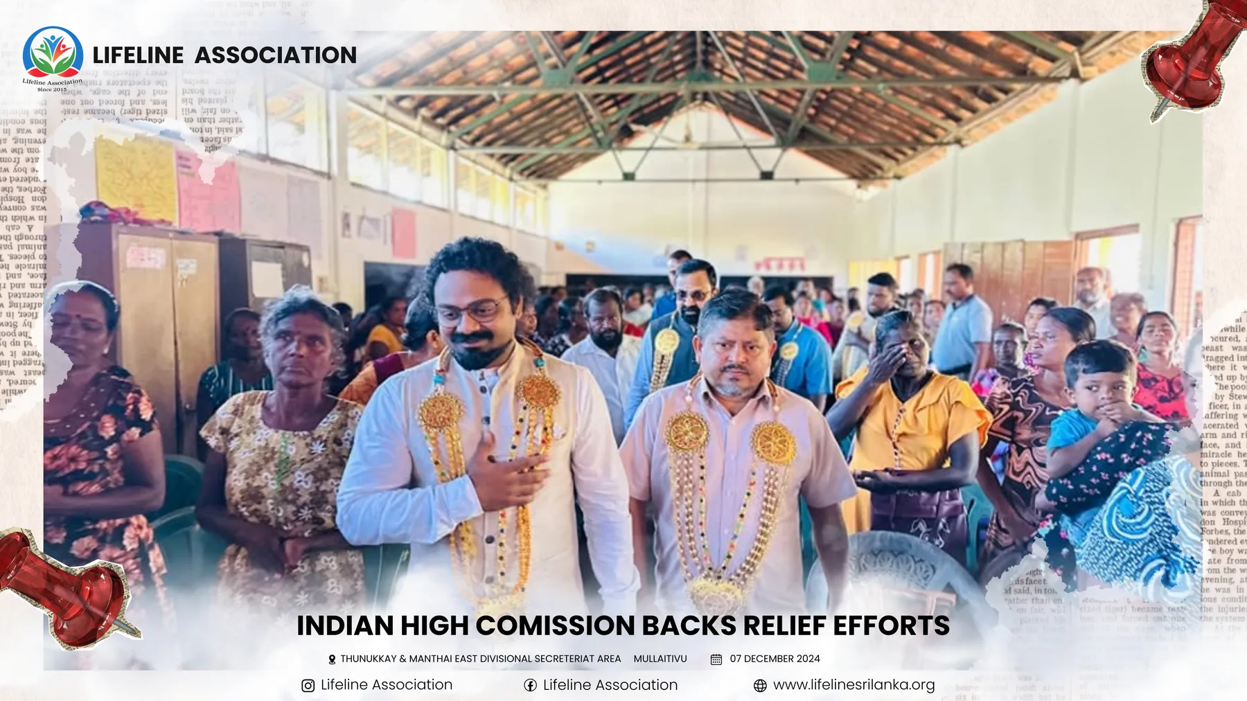A large group of recipients gathered at a relief distribution venue