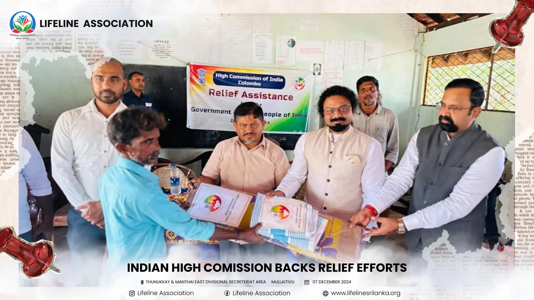 A relief package being presented during an Indian-supported community distribution