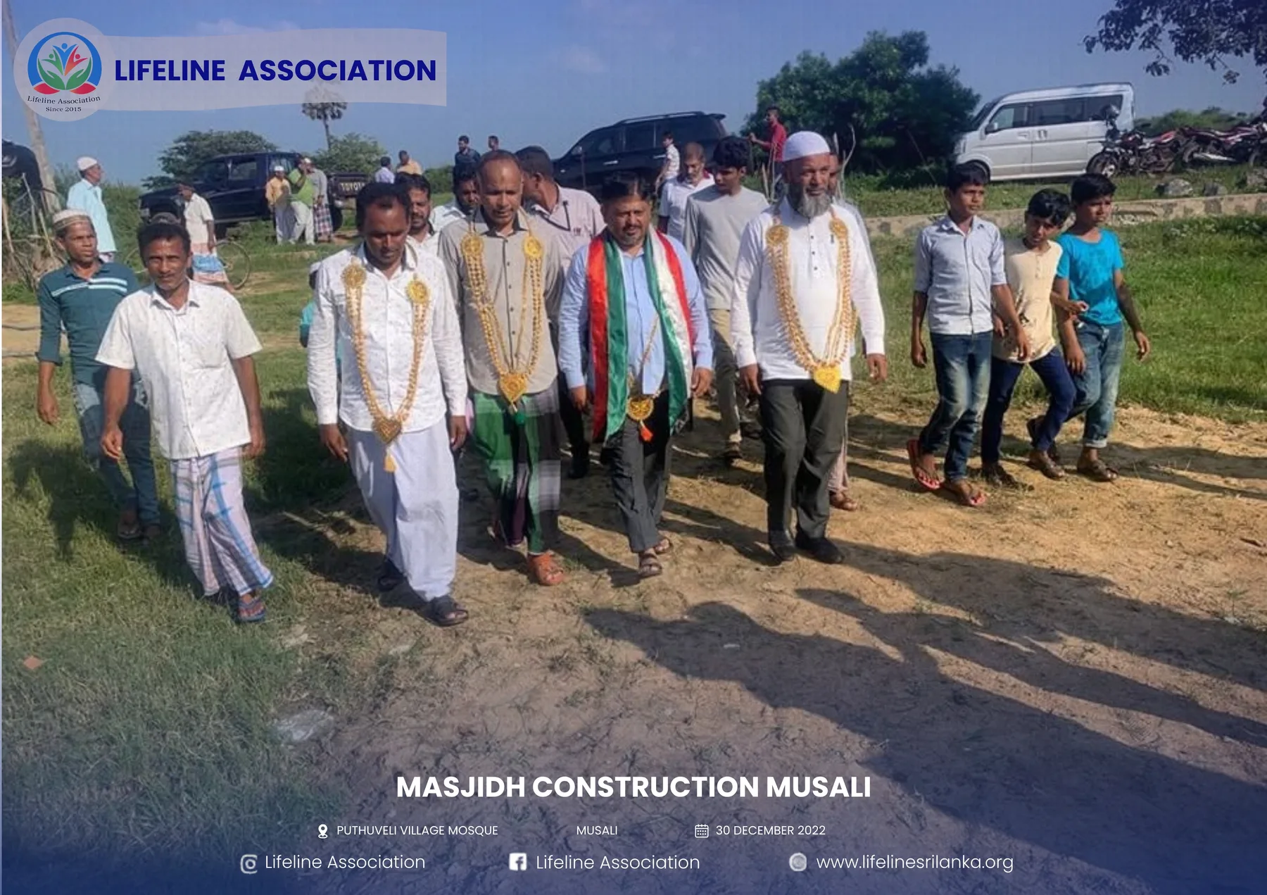 Representatives walking together near the masjid project site