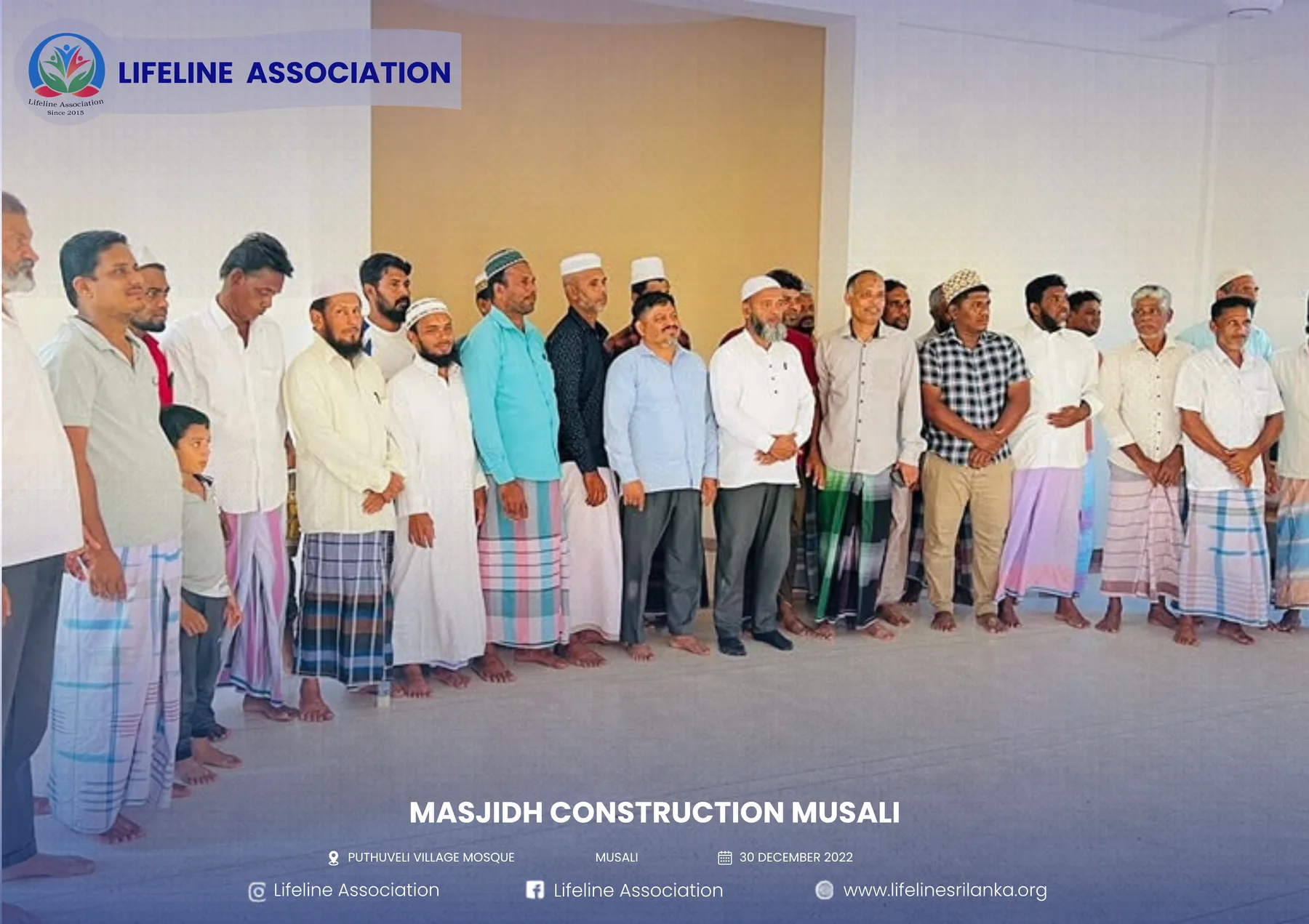 Community representatives standing together inside the masjid