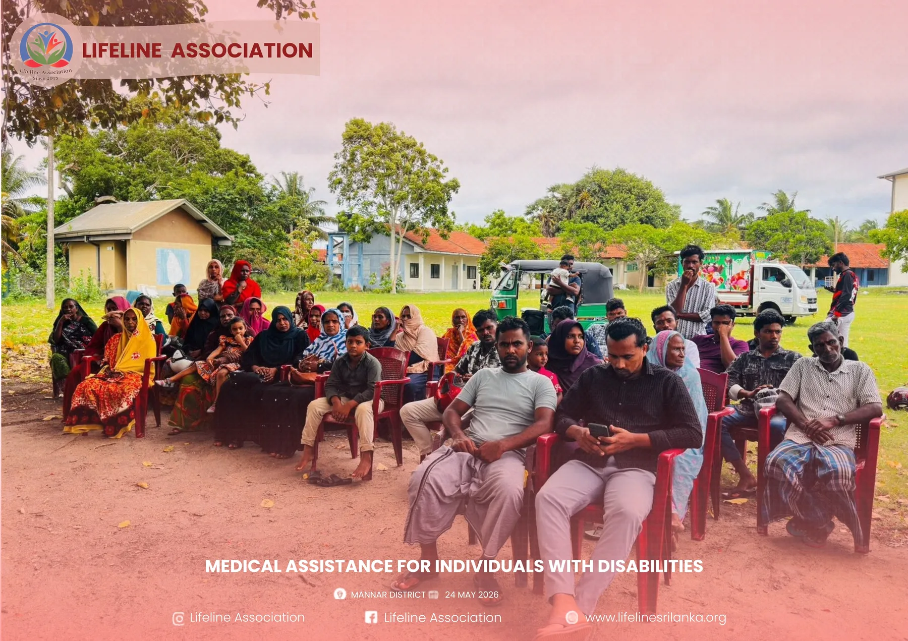 Attendees seated outdoors during the medical assistance event
