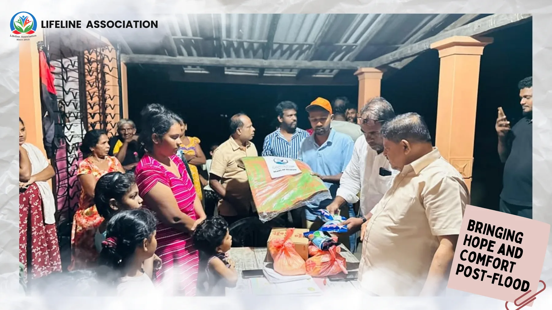 Relief supplies being distributed to residents during the evening visit