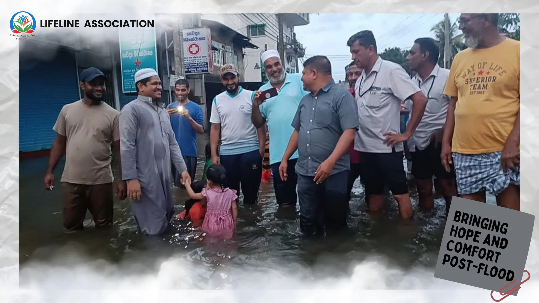 Representatives walking together through a flooded street