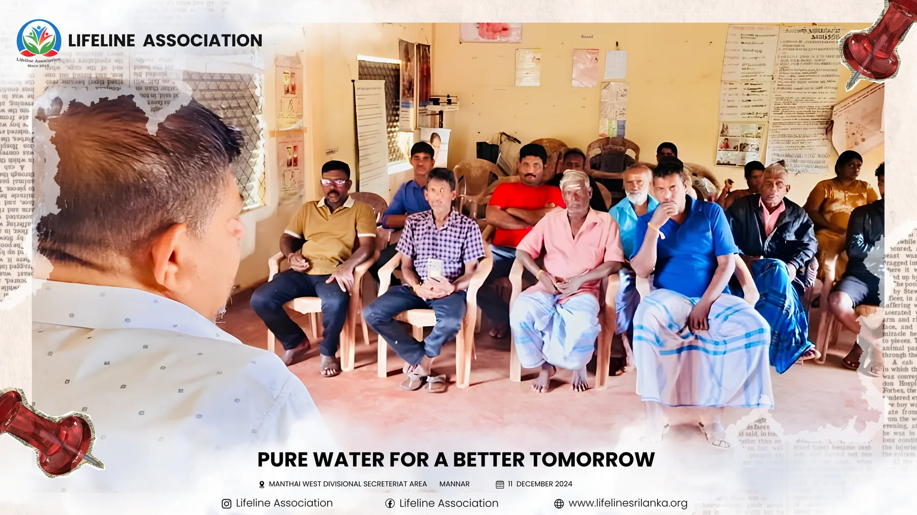 Residents and representatives meeting inside the project building