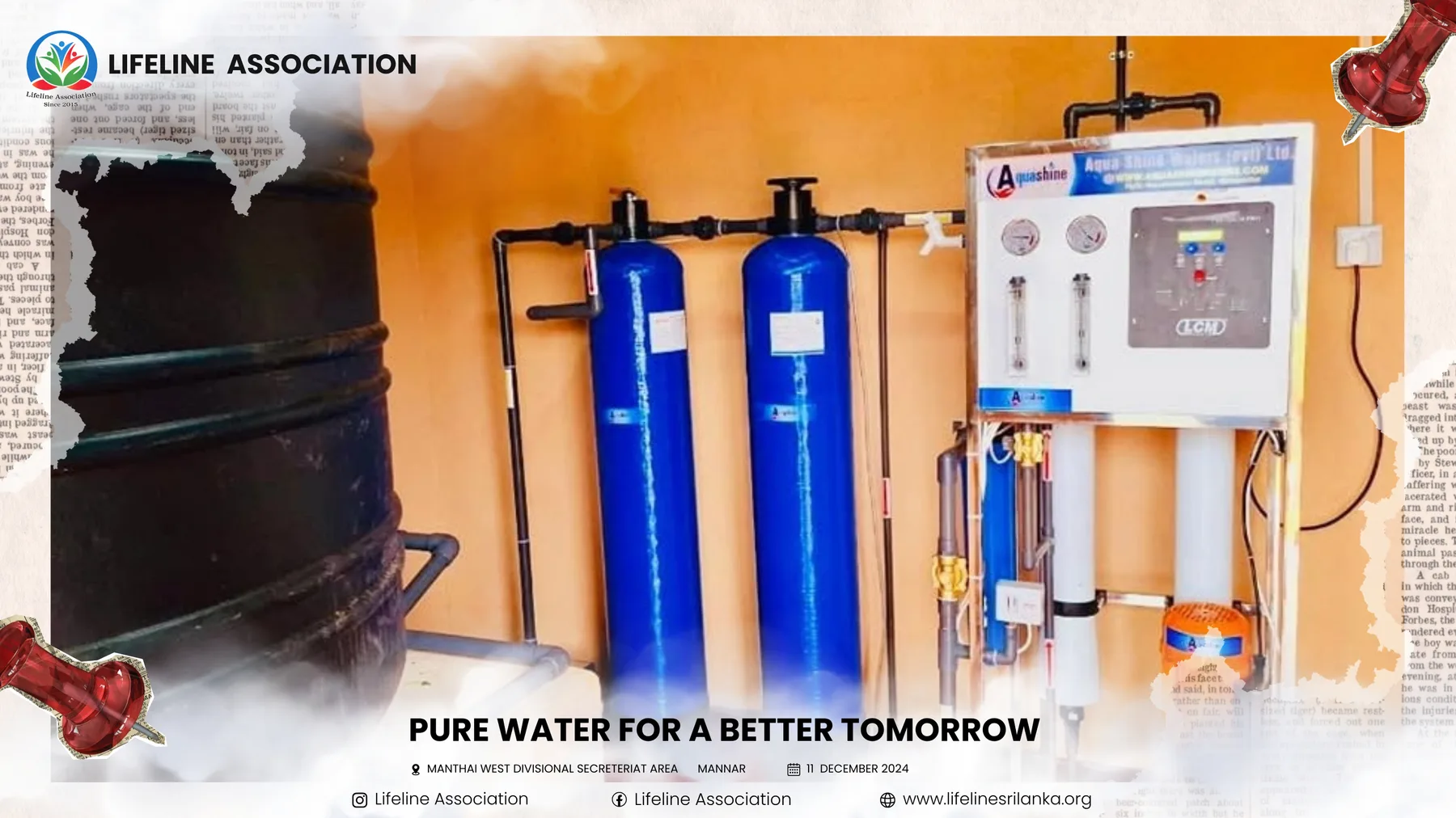 Installed water-treatment equipment for the community clean-water initiative
