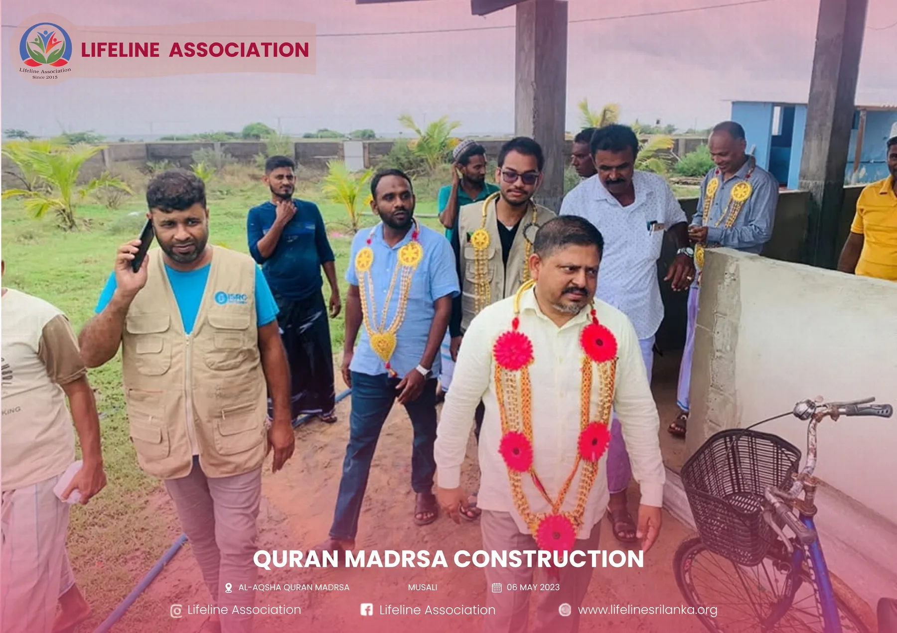 Representatives arriving at the completed madrasa
