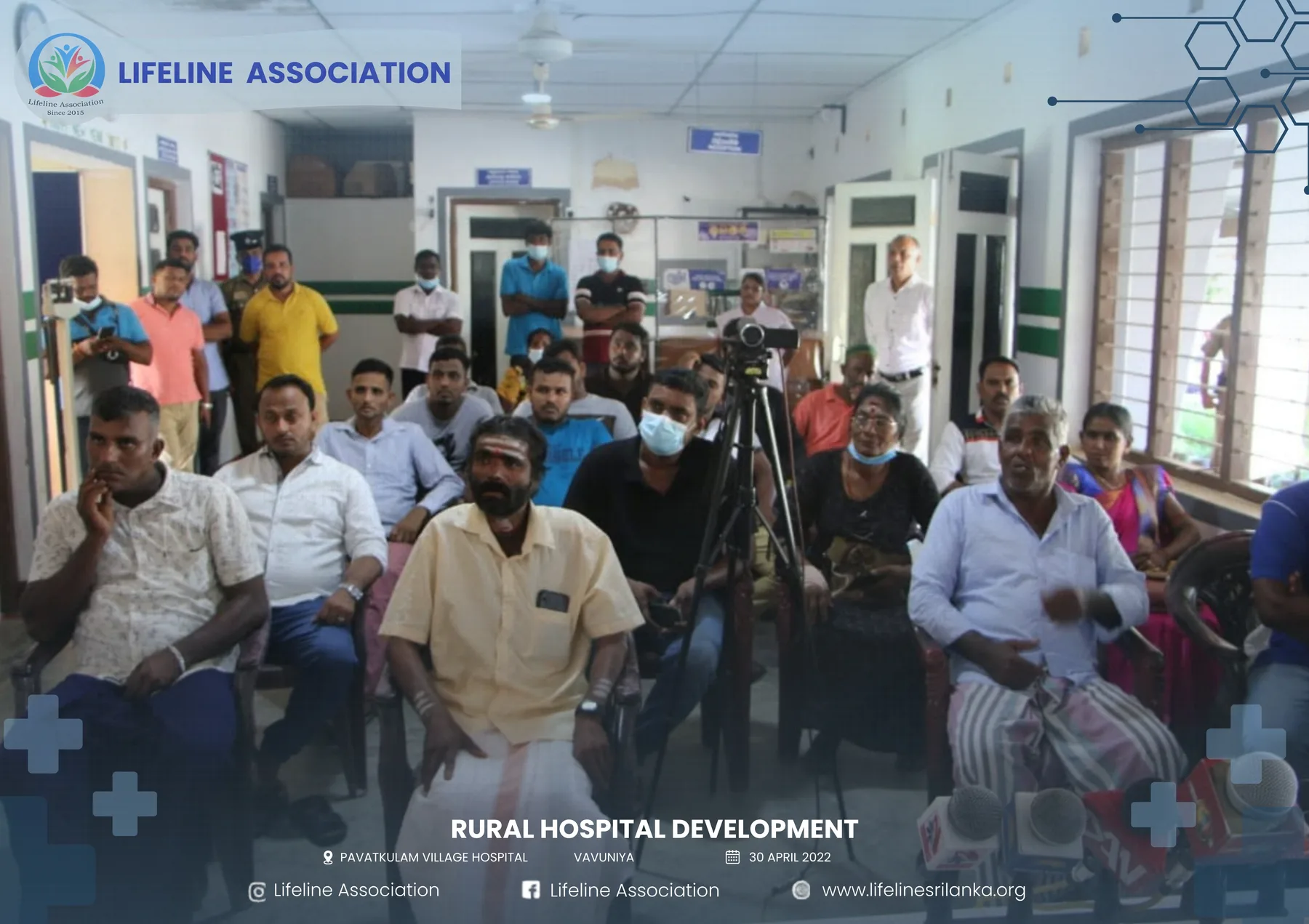 Patients, staff and community members inside the rural hospital