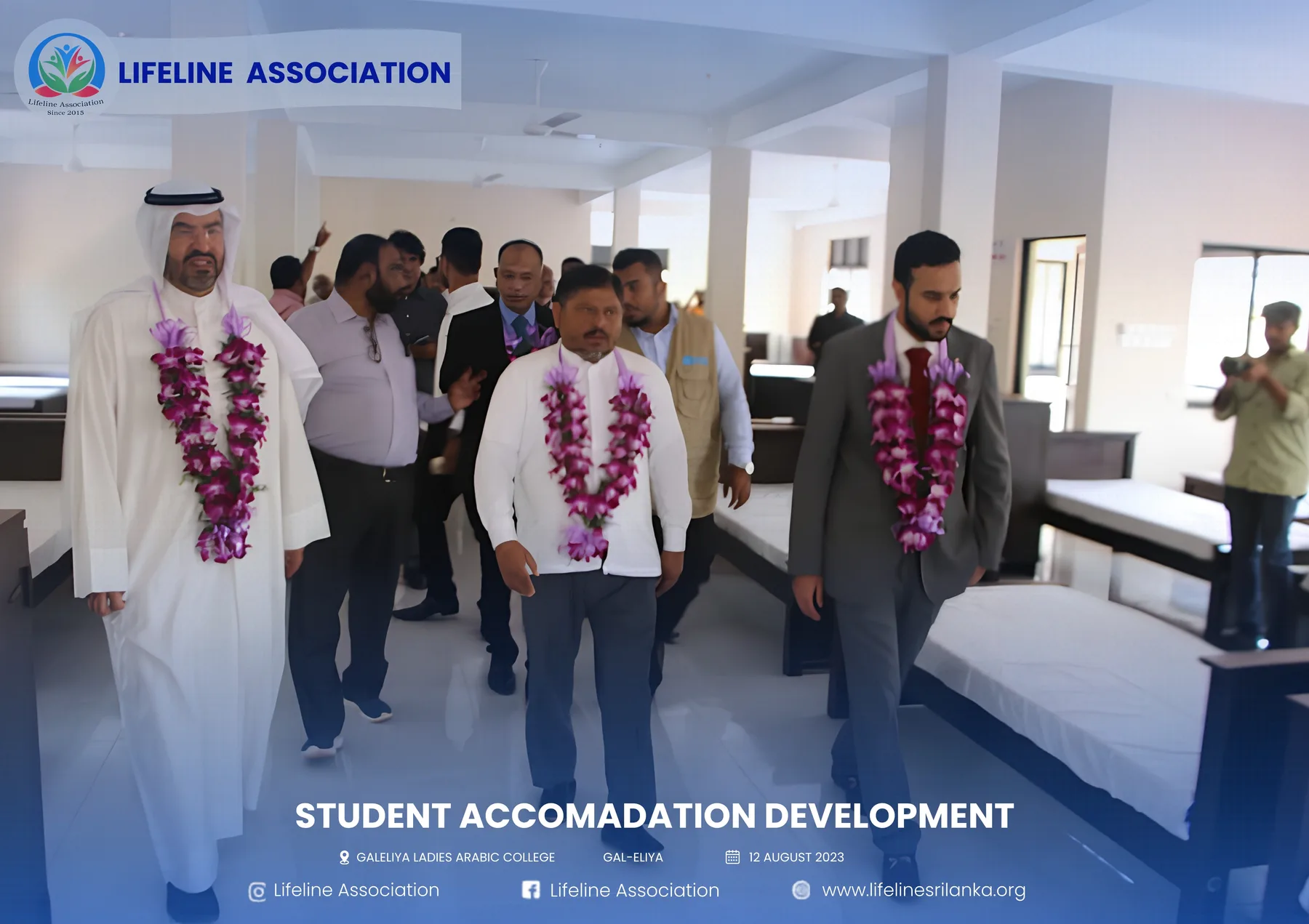 Representatives touring the completed accommodation interior